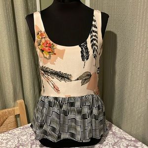 Maeve Multicolor Feather Print Blouse, size 4